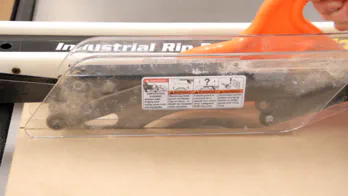 A table saw is used to cut smaller pieces of MDF.