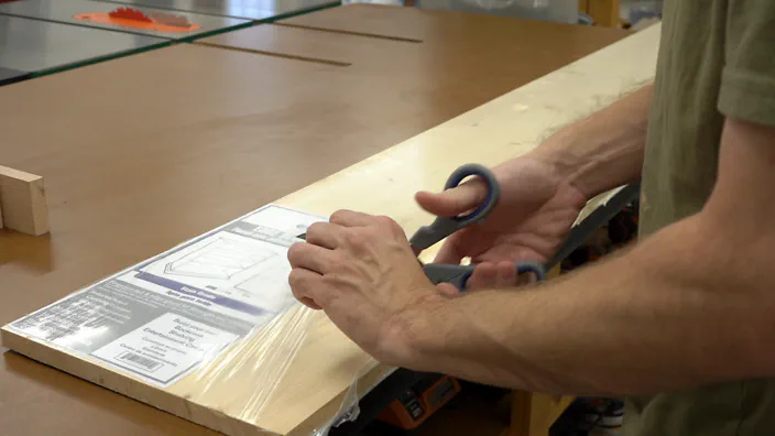 A large piece of wooden shelving.