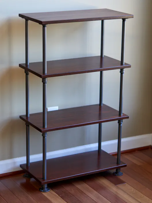 The finished set of industrial style shelves.