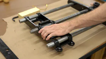 The front plate and rods are removed