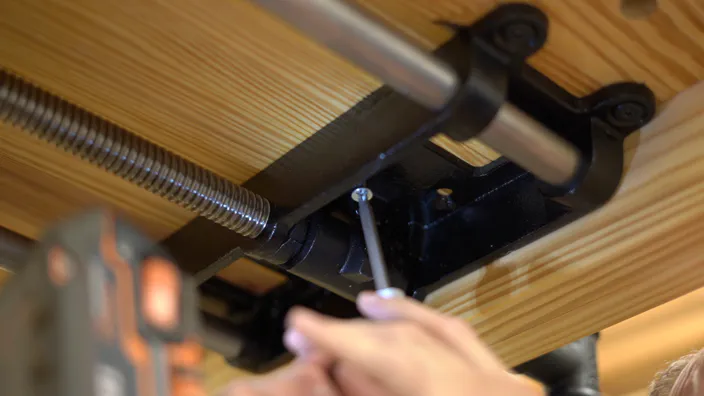 The vise mount is attached to the bench.