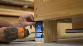 The vise handle is attached.